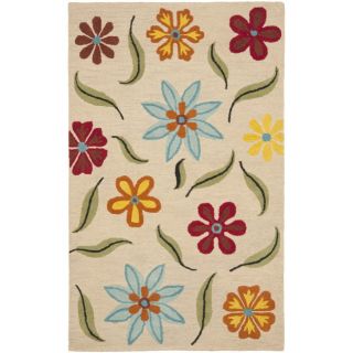 Handmade Blossom Beige Floral Pattern Wool Rug (8 X 10)