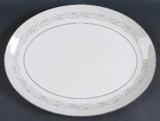 Mikasa Deborah 16 Oval Serving Platter, Fine China Dinnerware   Blue Roses,Tan