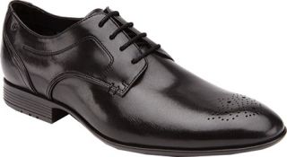 Mens Rockport Dialed In Medallion   Black Leather Oxfords