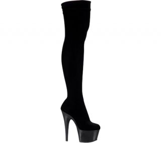 Womens Pleaser Adore 3002   Black Velvet/Black Boots