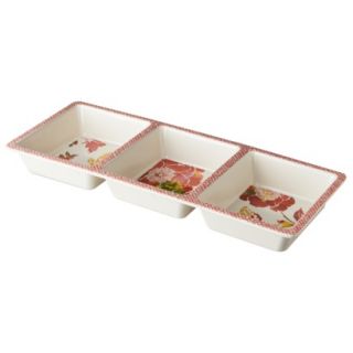Threshold 3 Sectioned Floral Serve Bowl   Coral
