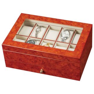 Mele Jewel Box Peyton Wooden Watch Box   11.6W x 4.75H in. Brown   0068111
