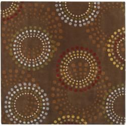 Hand tufted Brown Contemporary Circles Mayflower Wool Geometric Rug (4 Square)