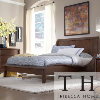 Tribecca Home Lancashire Walnut Brown Curved Sleigh King size Bed