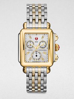 Michele Watches Two Tone Stainless Steel Chronograph Watch   Silver Gold