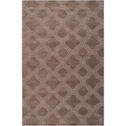 Hand crafted Light Brown Lattice Mantra Wool Rug (33 X 53)