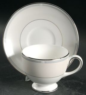 Wedgwood Notting Hill Leigh Shape Footed Cup & Saucer Set, Fine China Dinnerware