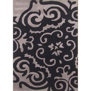 Hand tufted Floral Black/ Grey Wool Rug (5 X 8) (BlackPattern FloralTip We recommend the use of a non skid pad to keep the rug in place on smooth surfaces.All rug sizes are approximate. Due to the difference of monitor colors, some rug colors may vary s