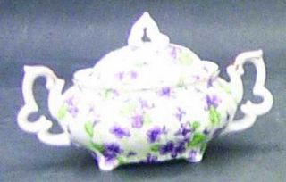 Lefton Violet Chintz Sugar Bowl & Lid, Fine China Dinnerware   Violets All Over,
