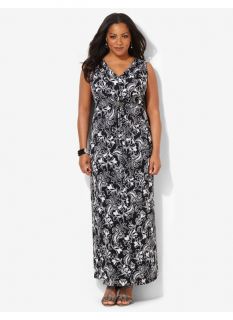 Plus Size Terrace Cinched Maxi Catherines Womens Size 1X, Black