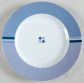 Studio Nova Veridian Salad Plate, Fine China Dinnerware   Blue Band & Stripes,No