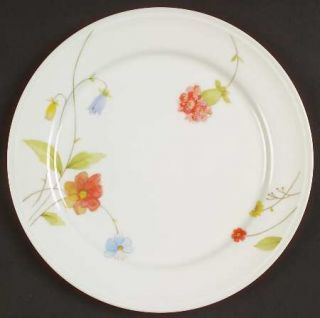 Mikasa Just Flowers Luncheon Plate, Fine China Dinnerware   Bone, Pink, Yellow &
