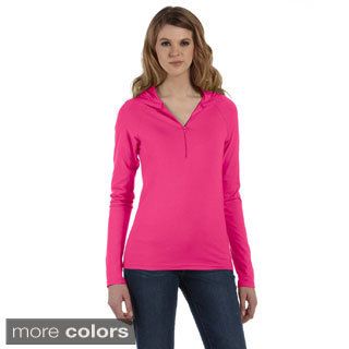 Womens Cotton/ Spandex Half zip Hooded Pullover Sweater