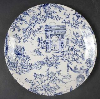 Tiffany New York Toile Salad Plate, Fine China Dinnerware   Blue Scene, No Trim