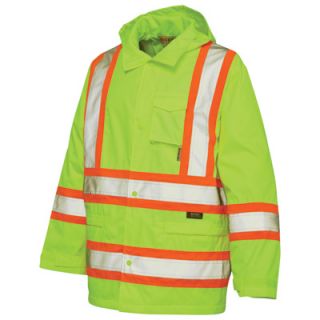Work King Class 2 High Visibility Rain Jacket   Green, XL, Model# S37211
