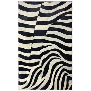 Nuloom Handmade Abstract Zebra Black Cowhide Leather Rug (5 X 8) (BlackPattern AbstractTip We recommend the use of a non skid pad to keep the rug in place on smooth surfaces.All rug sizes are approximate. Due to the difference of monitor colors, some ru