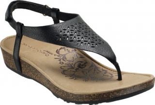Womens Aetrex Cindi   Black Nappa Leather Casual Shoes