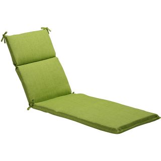 Pillow Perfect Solid Green Outdoor Chaise Lounge Cushion (GreenMaterials 100 percent polyesterFill 100 percent virgin polyester fiber fillClosure Sewn seamWeather resistant YesUV protection YesCare instructions Spot cleanDimensions 72.5 inches long