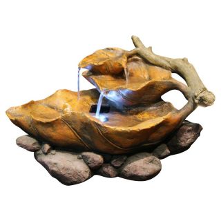 Alpine Tabletop Leaf Fountain with White LED Lights   WIN622