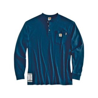Carhartt Flame Resistant Long Sleeve T Shirt   Navy, 4XL, Big Style, Model#