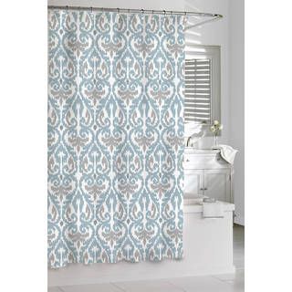 Scrolled Ikat Cotton Shower Curtain