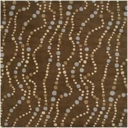Hand tufted Brown Contemporary Geometric Mayflower Wool Rug (99 Square)