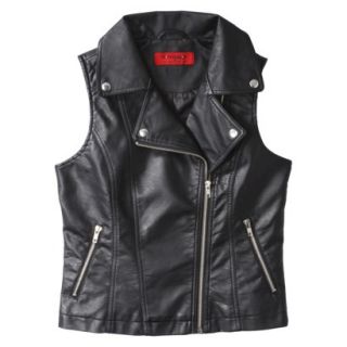 Coffee Shop Juniors Faux Leather Vest  Black L