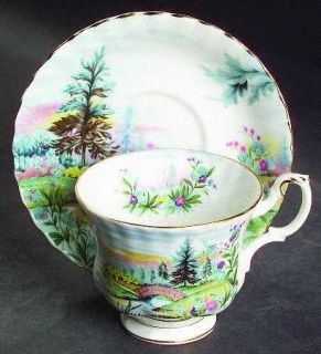 Royal Albert Country Scenes Footed Cup & Saucer Set, Fine China Dinnerware   Flo