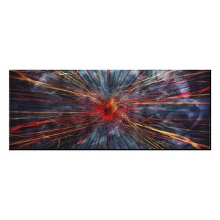 Implosion Modern Charcoal Abstract Metal Wall Art (MediumSubject AbstractMatte Clear/GlossMedium Acrylic Ink Application on MetalImage dimensions 19 inches high x 48 inches wide x 1/2 inch deep (overall)Outer dimensions 19 inches high x 48 inches wid