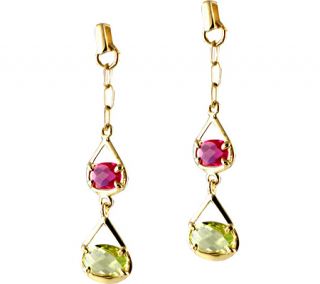 Womens Casual Barn CJE033   Yellow Gold Plated/Pink/Green Earrings