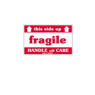 Fragile Labels   3X5   Fragile Handle With Care This Side Up   Red