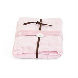 Piccolo Bambino Pink Knitted Cotton Checker Blanket