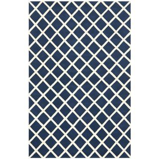 Contemporary Handmade Moroccan Dark Blue Wool Rug (5 X 8)