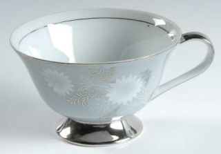 Regal (Japan) Starlite Footed Cup, Fine China Dinnerware   White Flowers,Platinu