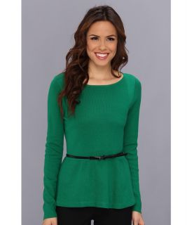 Jones New York L/S Peplum Pullover Womens Long Sleeve Pullover (Green)