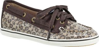 Girls Sperry Top Sider Cruiser   Brown/Leopard Canvas/Sequins Casual Shoes