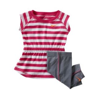 Nike Striped Two Piece Newborn Girls Set   Cool Grey