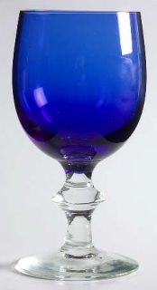 Unknown Crystal Unk7172 Wine Glass   Blue Bowl,Clear Wafer Stem&Foot