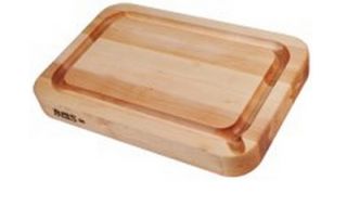 John Boos Cutting Board, Grooved w/ Pour Spout & Grips, 24x18x2.25 in, Hard Rock Maple