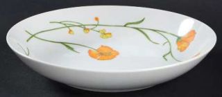 Jardin Angela Coupe Soup Bowl, Fine China Dinnerware   Yellow/Orange Floral,Gree