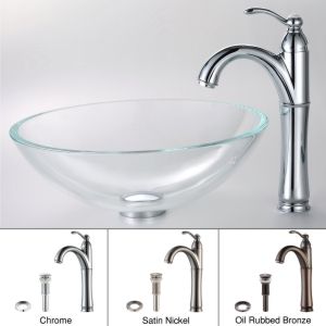 Kraus C GV 100 12mm 1005CH Exquisite Crystal Crystal Clear Glass Vessel Sink and