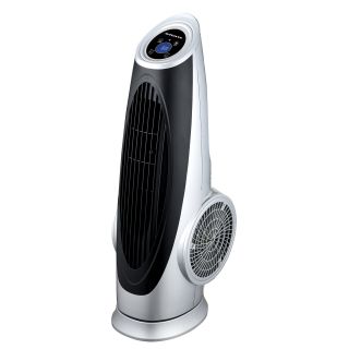 Ovente Silver Cool Breeze Tower Fan With Remote Control And Lcd Panel