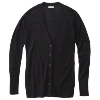 Merona Petites Long Sleeve Boyfrien Cardigan Sweater   Black SP