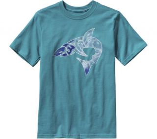 Boys Patagonia Shark Logo T Shirt   Tobago Blue Graphic T Shirts
