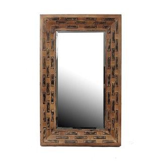Privilege Brown Two tone Reclaimed Wood Wall Mirror