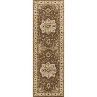Hand tufted Traditional Oriental Pattern Brown 100 percent Wool Rug (26 X 8)