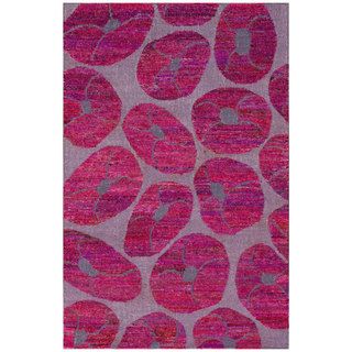 Nuloom Hand knotted Bold Blossom Pink Wool / Sari Silk Rug (5 X 8) (PinkPattern AbstractTip We recommend the use of a non skid pad to keep the rug in place on smooth surfaces.All rug sizes are approximate. Due to the difference of monitor colors, some r