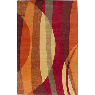 Hand tufted Contemporary Multi Colored Stripe Motley New Zealand Wool Abstract Rug (5 X 8)