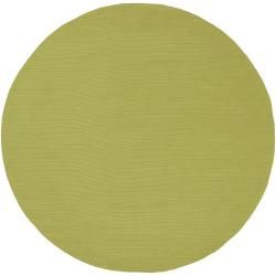 Hand tufted Solid Green Casual Fano Wool Rug (8 Round)