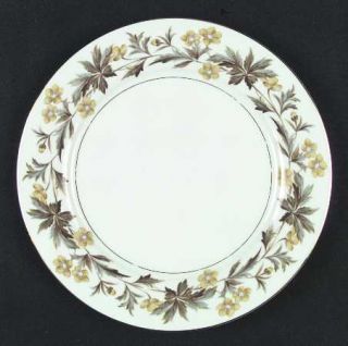 Noritake Lorraine Dinner Plate, Fine China Dinnerware   Yellow Floral Ring, Gray